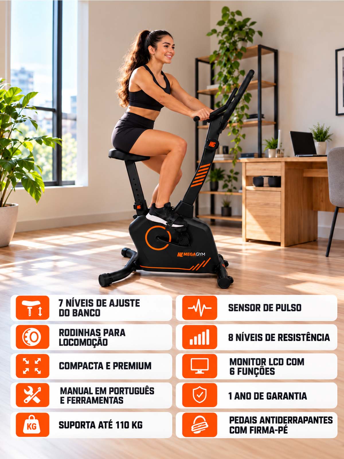 Bicicleta Ergométrica Vertical Soft Motion 3000 - MegaGym