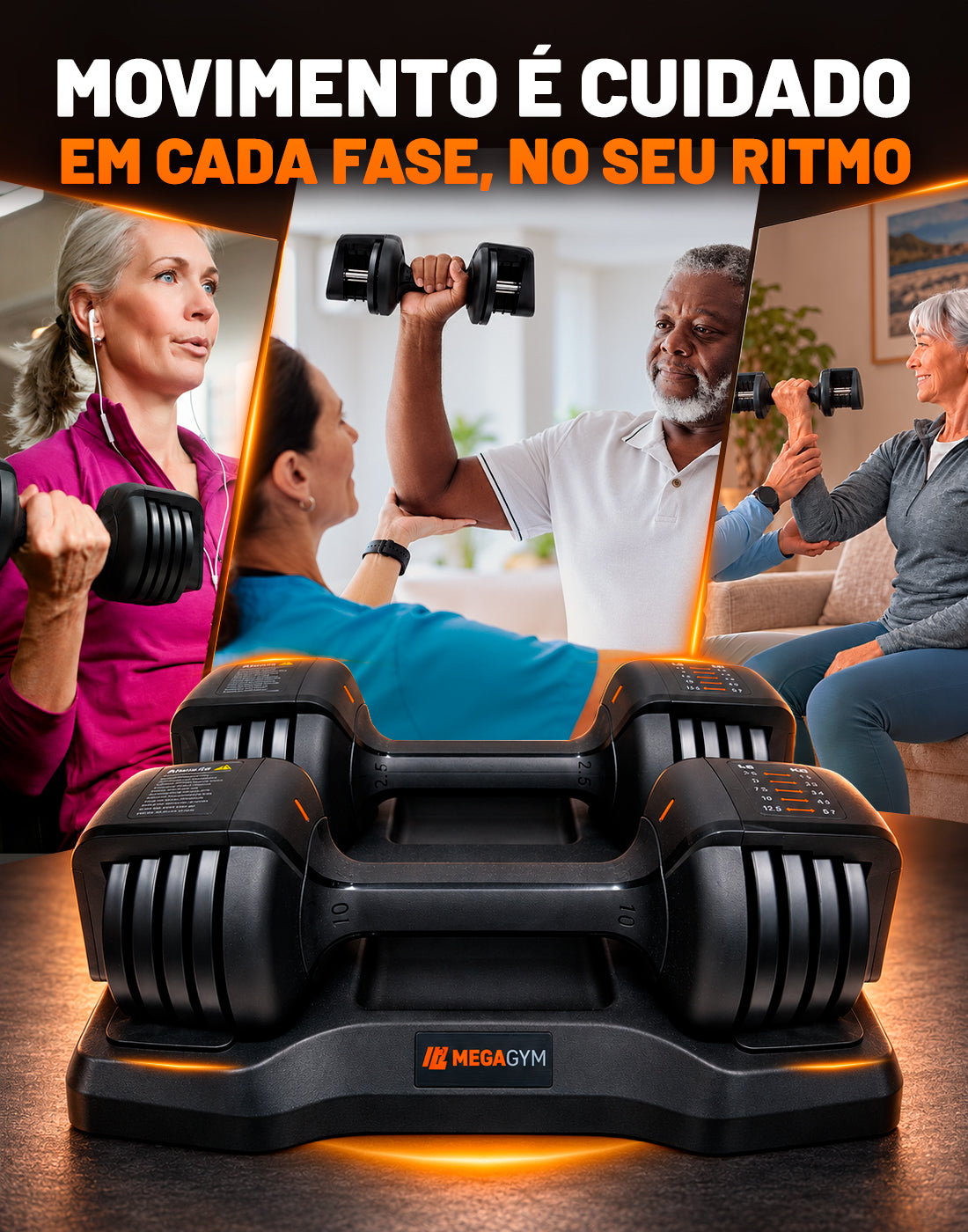 Par Halter Dumbbell Regulável Até 1 a 5,7Kg