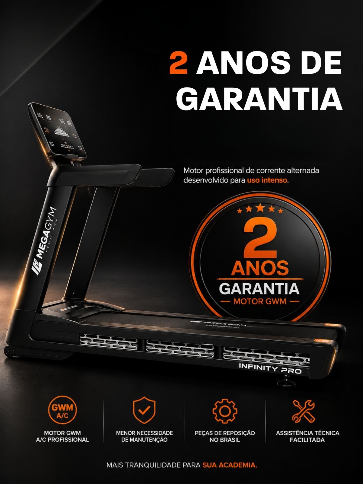 Esteira Profissional Infinity Pro | 25 km/h | Suporta 200 kg | Motor AC 6 HPP | Inclinação Automática com 25 Níveis