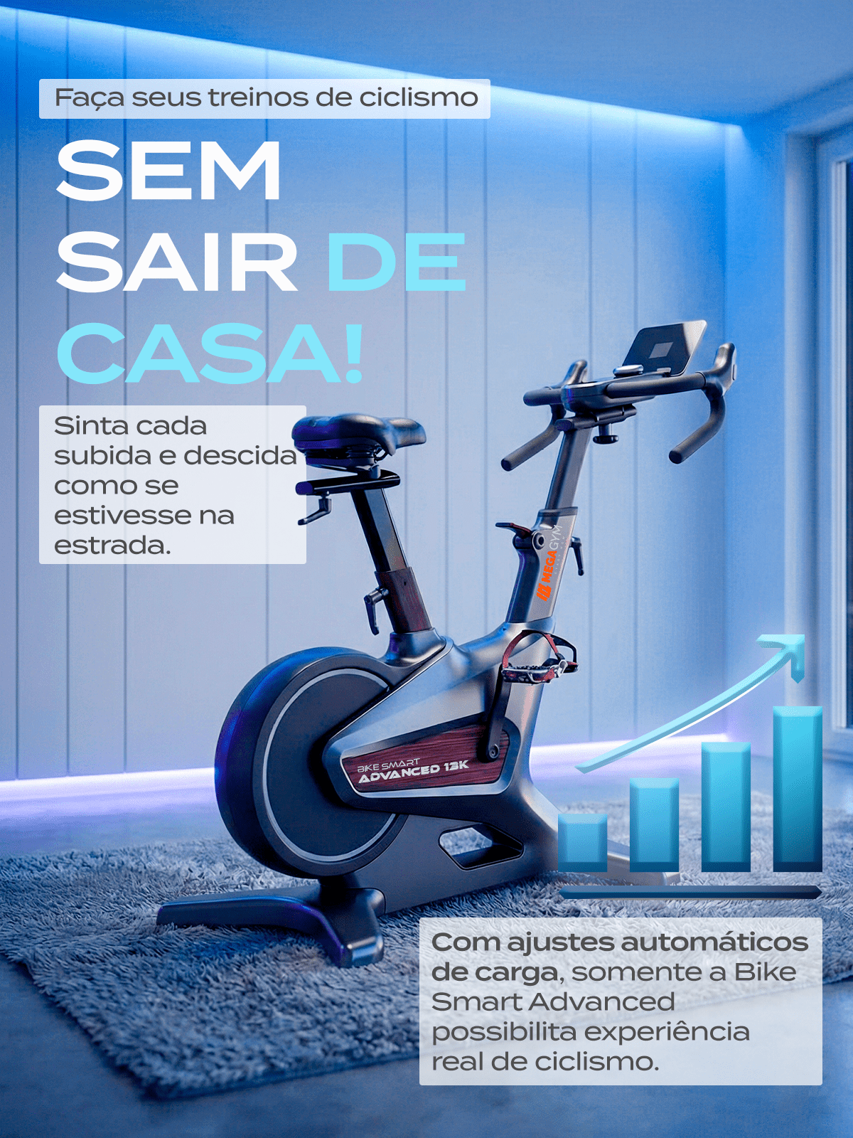 Bike Ergometrica Smart Advanced 13K | Ajuste Automático De Intensidade | Disco De Inercia 13K | Resistência Magnética| Suporta 150 Kg - MegaGym