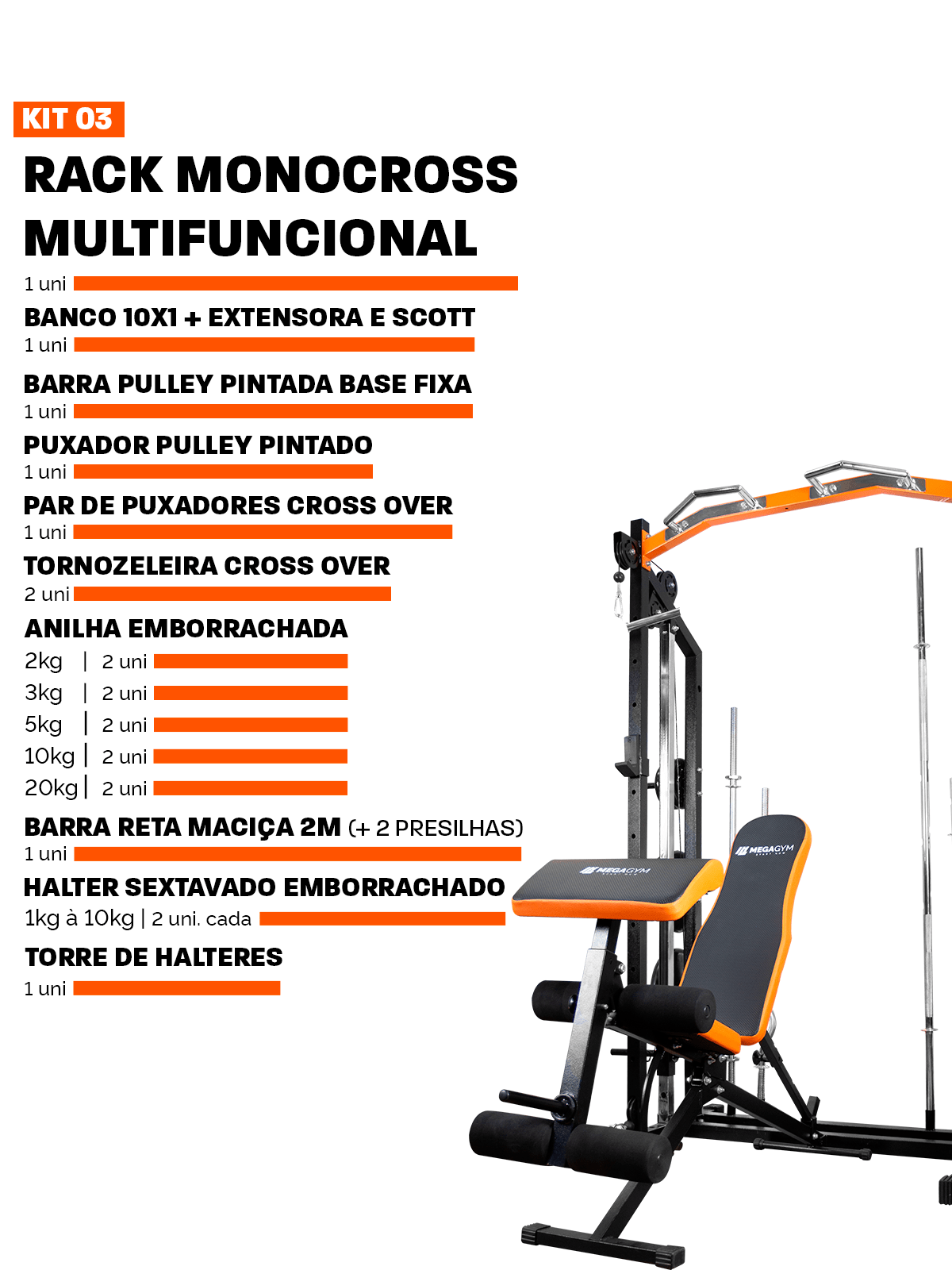 Kit 3 Rack Monocross Multifuncional - MegaGym