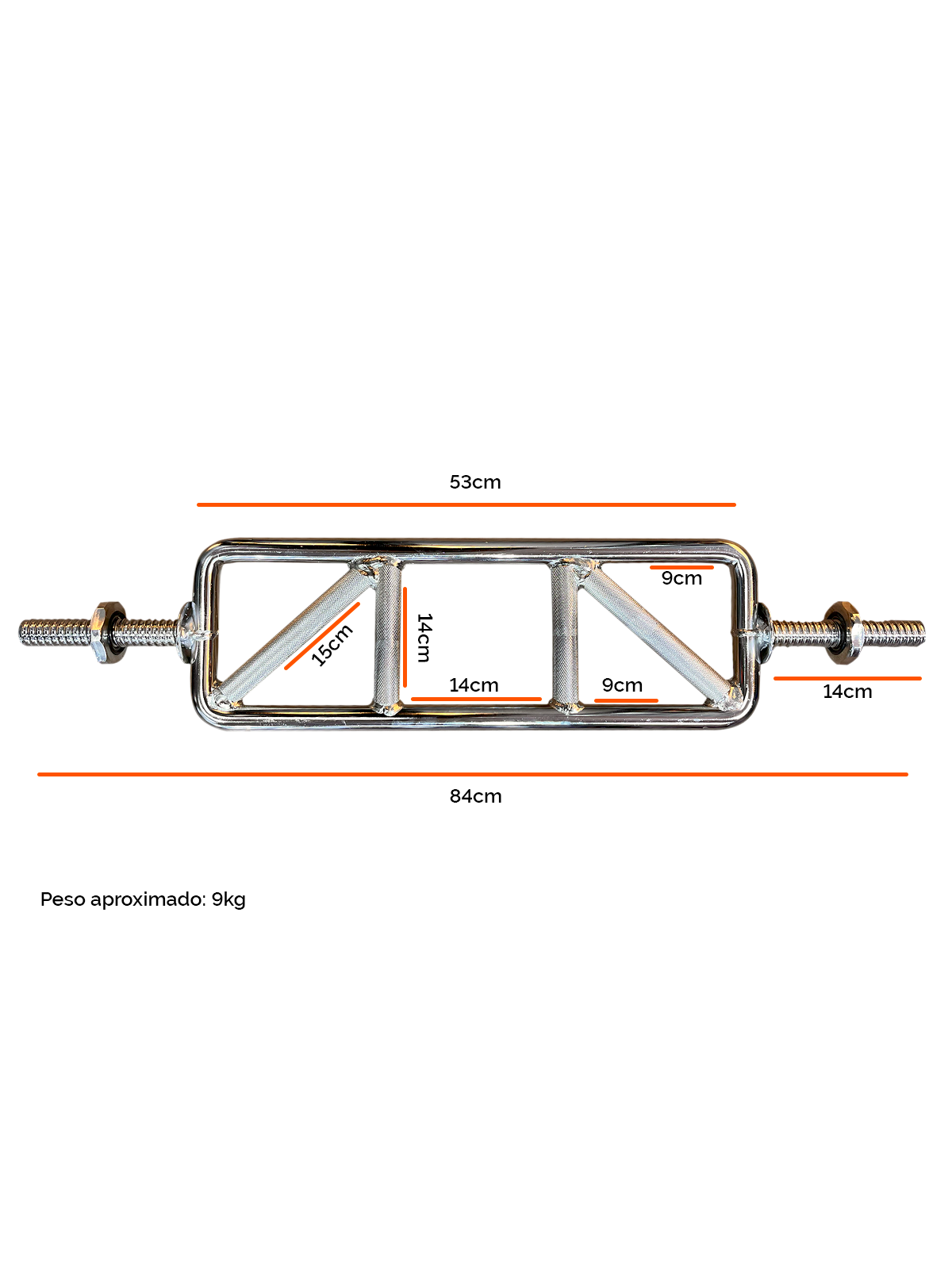 Barra H Maciça Com Rosca 84cm Cromada 25,40mm