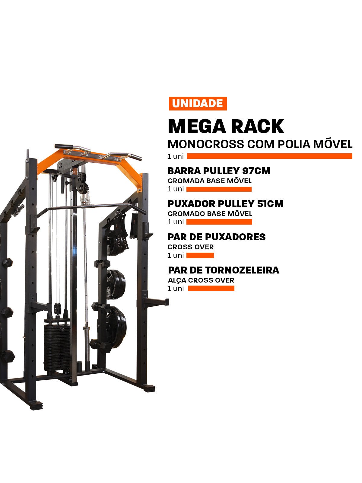 Estação De Musculação Mega Rack Full Com Polia Móvel Flutuante - MegaGym