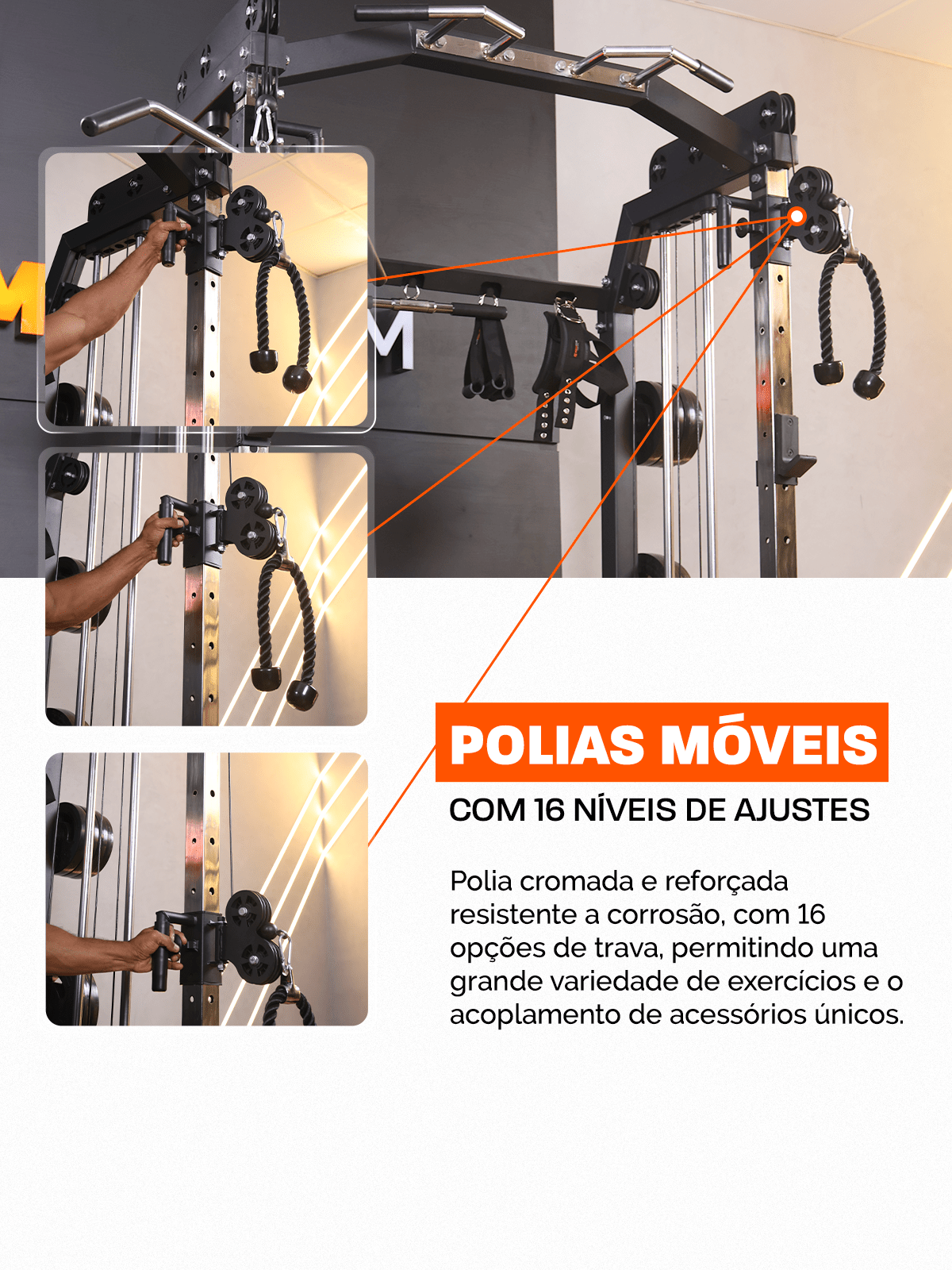 Estação Mega Rack Crossover Com Polia Móvel - MegaGym