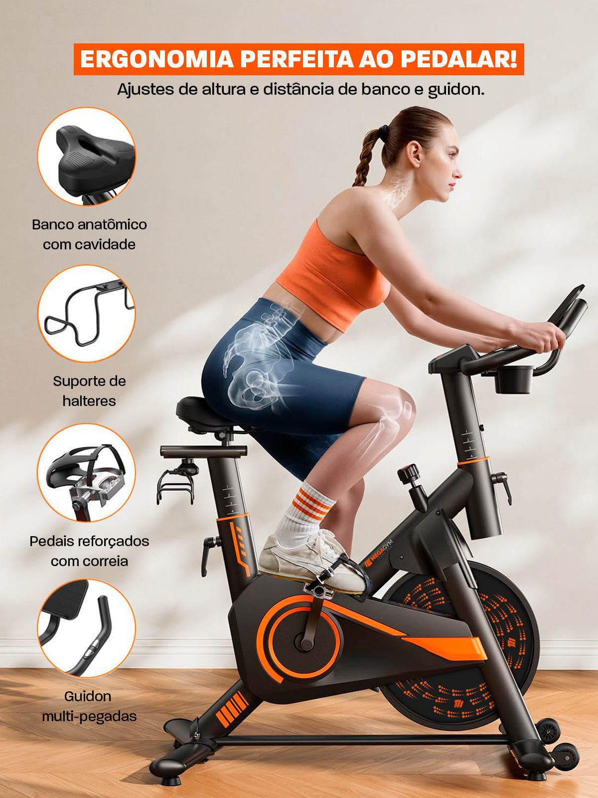 Bicicleta Ergométrica Smart Magnetic 6K | Disco 6Kg | Resistência Magnética - MegaGym