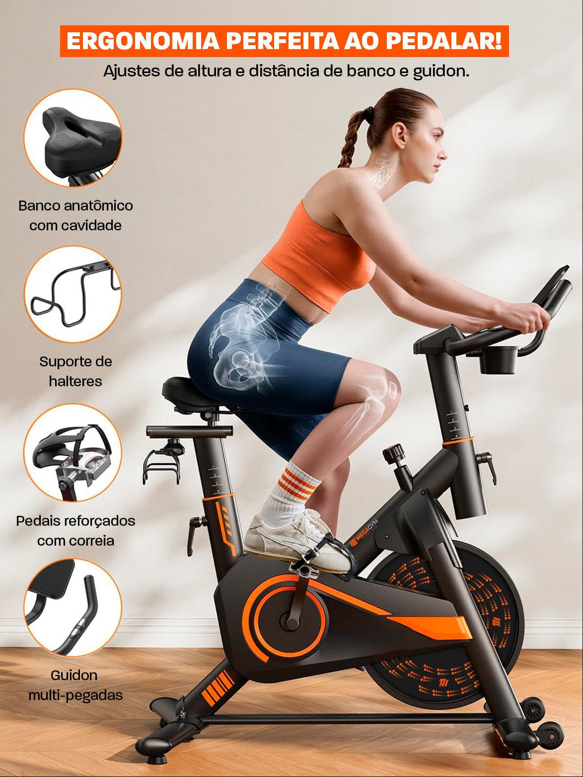Bicicleta Ergométrica Smart Magnetic 6K | Disco 6Kg | Resistência Magnética - MegaGym