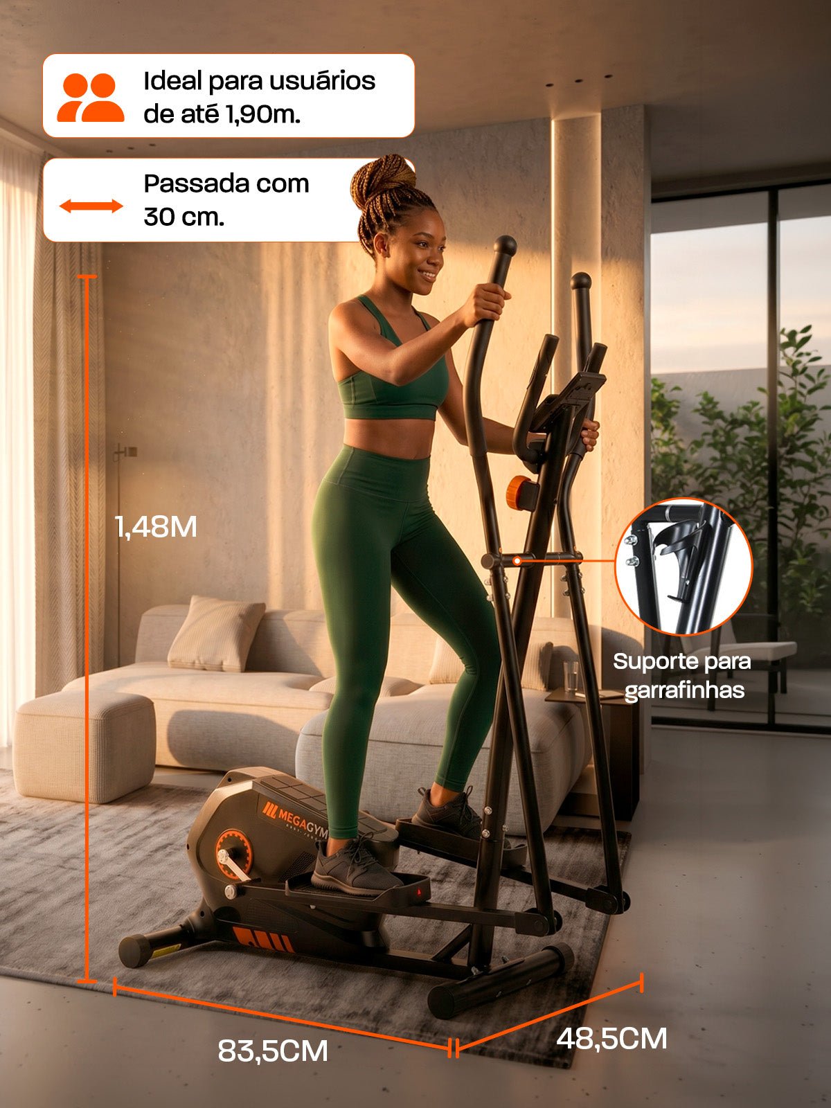 Aparelho Elíptico Magnético M3000 - MegaGym