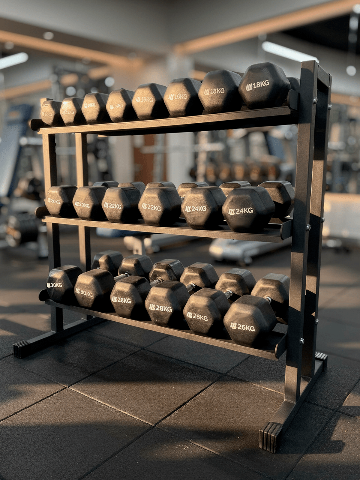 Kit Pares de Halteres Sextavados 12 kg a 30 kg Dumbbells com Pegada Cromada - MegaGym