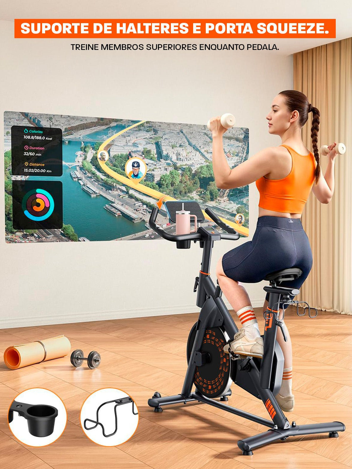 Bicicleta Ergométrica Smart Magnetic 6K | Disco 6Kg | Resistência Magnética - MegaGym