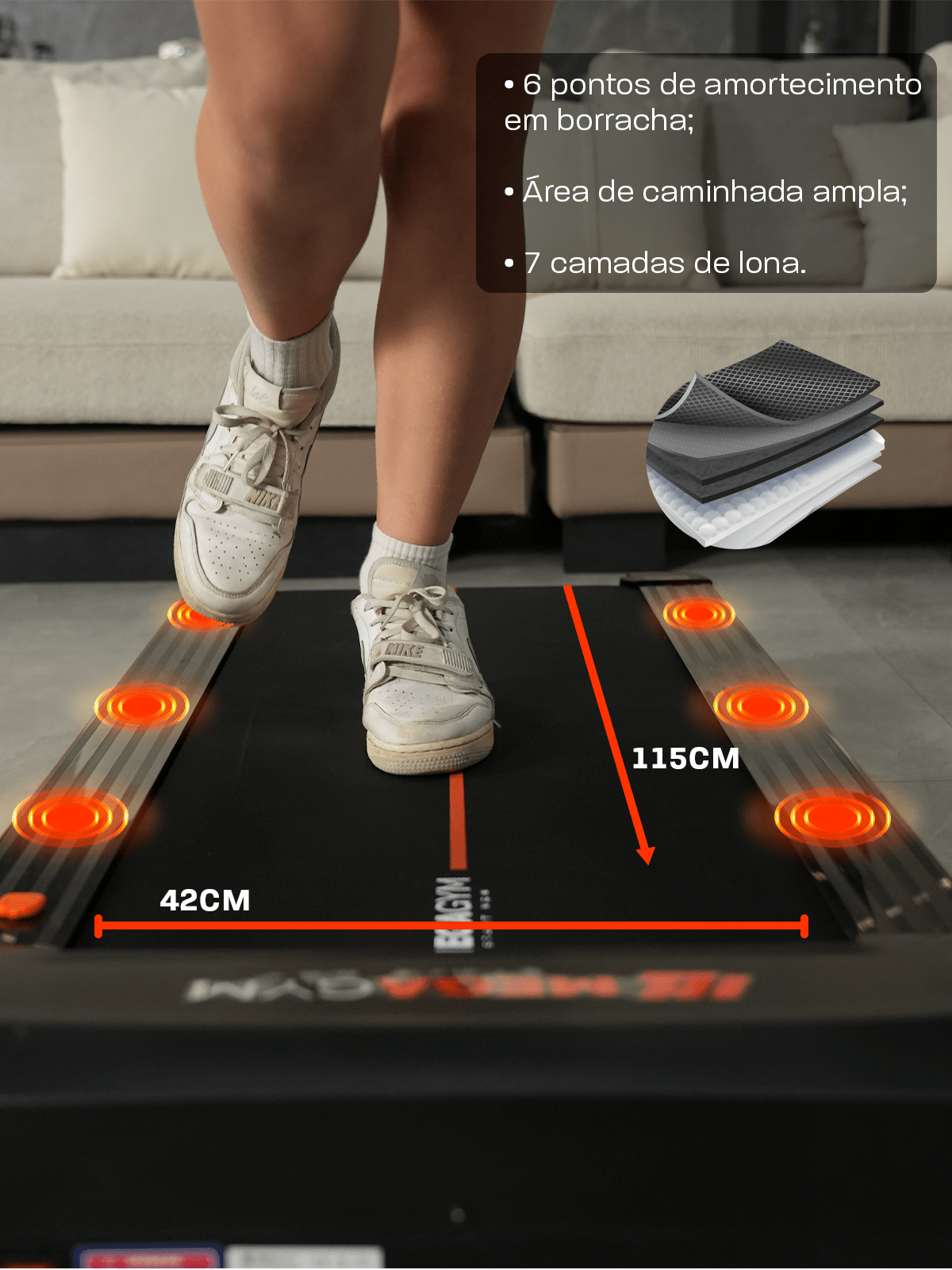 Esteira Ergométrica Elétrica Smart Pace 14km/h | Motor 2.5 HP | Bluetooth |Suporta até 120kg - MegaGym