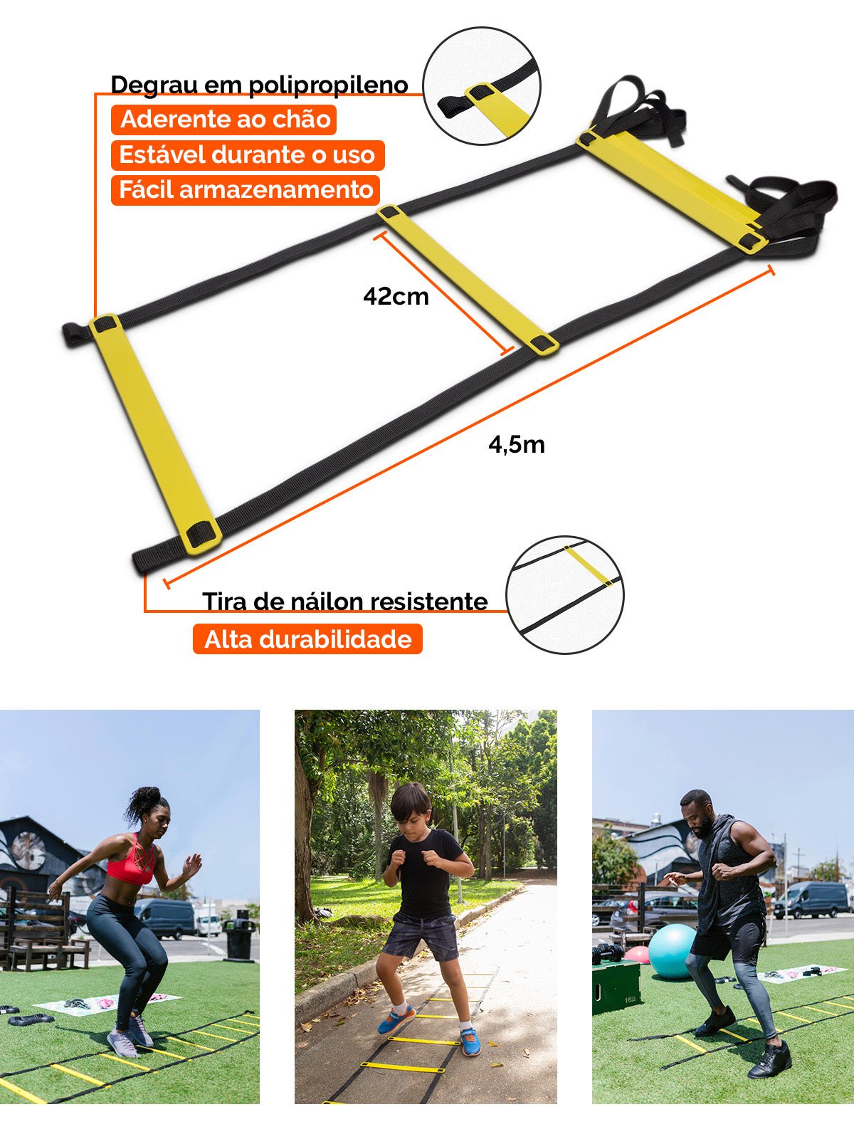 Kit Funcional Agilidade Cones + Chapéus + Escada Para Treino Completo - MegaGym