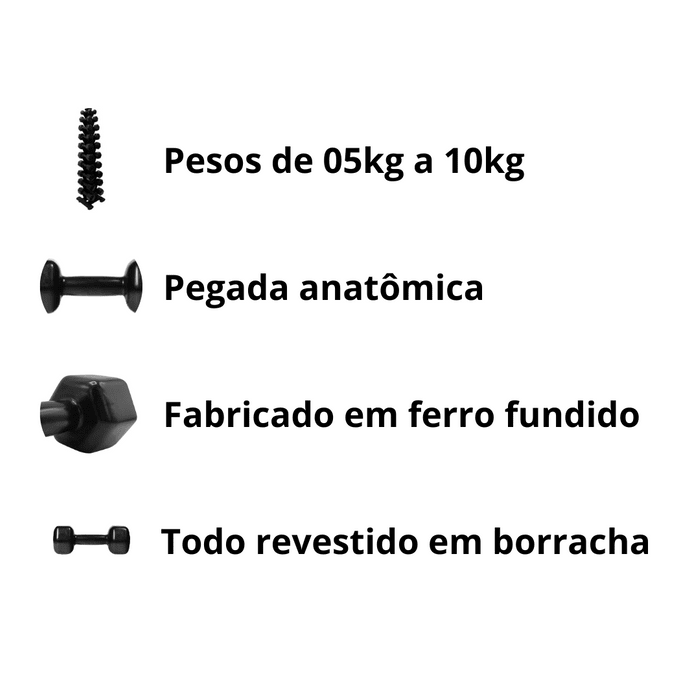 Par Halter Sextavado Emborrachado - MegaGym