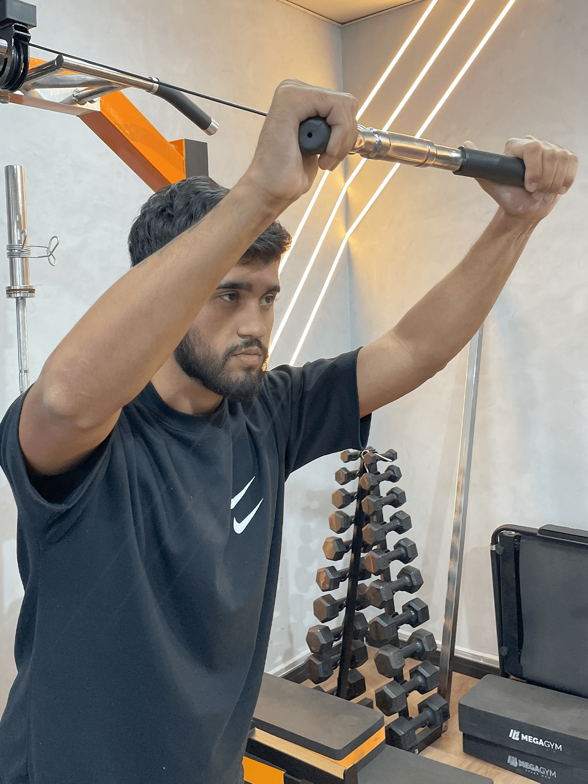 Puxador Pulley Curvado 50 cm Articulado Cromado - MegaGym