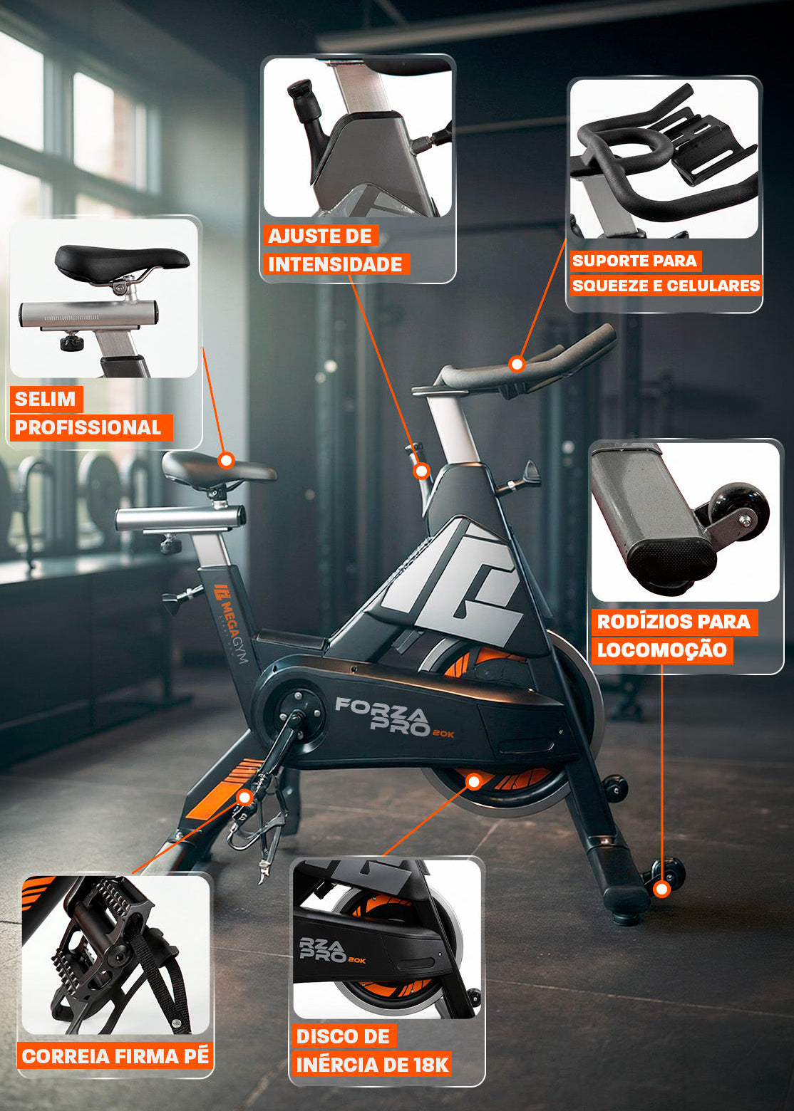 Bike Profissional Forza Pro 20K | Suporta 170Kg | Disco de Inercia 18Kg