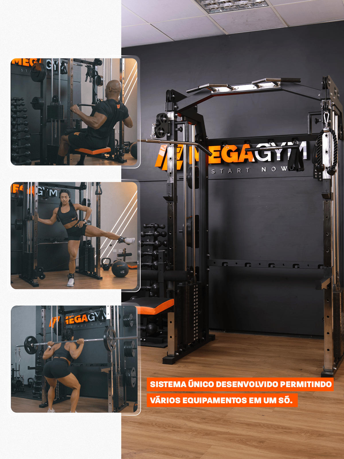 Estação Mega Rack Crossover Com Polia Móvel - MegaGym