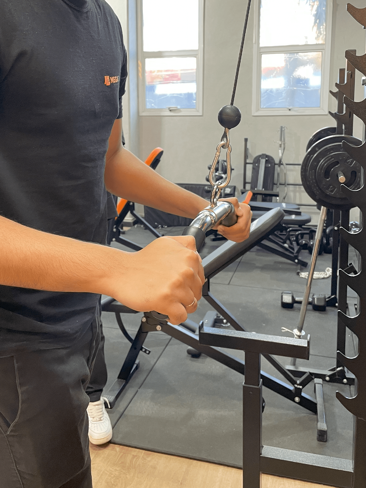 Puxador Pulley Curvado 50 cm Articulado Cromado - MegaGym