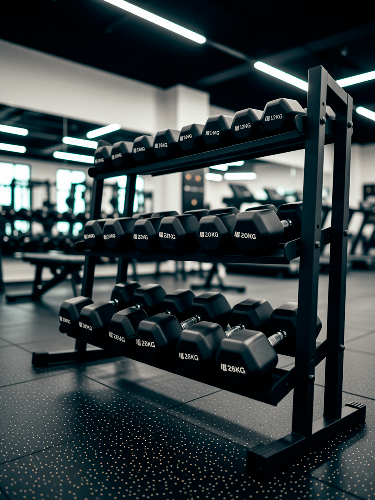 Kit Pares de Halteres Sextavados 12 kg a 30 kg Dumbbells com Pegada Cromada - MegaGym