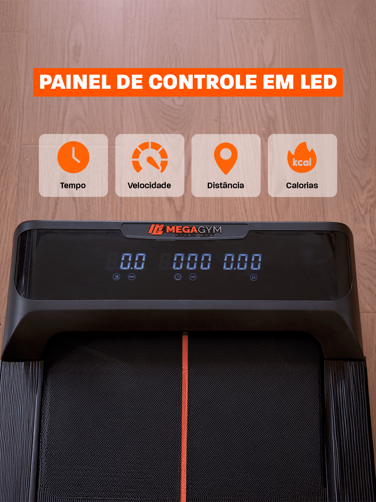 Esteira Ergométrica Elétrica Dobrável Pace Full 12km/h | Motor 2.0 HP | Suporta até 110kg - MegaGym