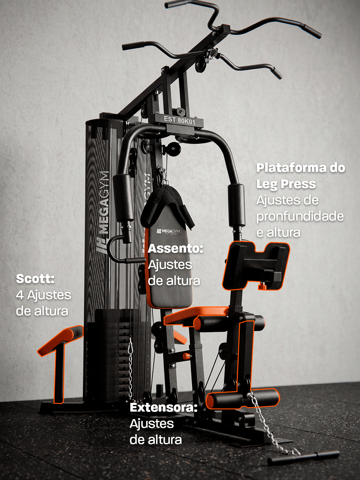 Estação de Musculação Multifuncional UrbanFit 80K - MegaGym