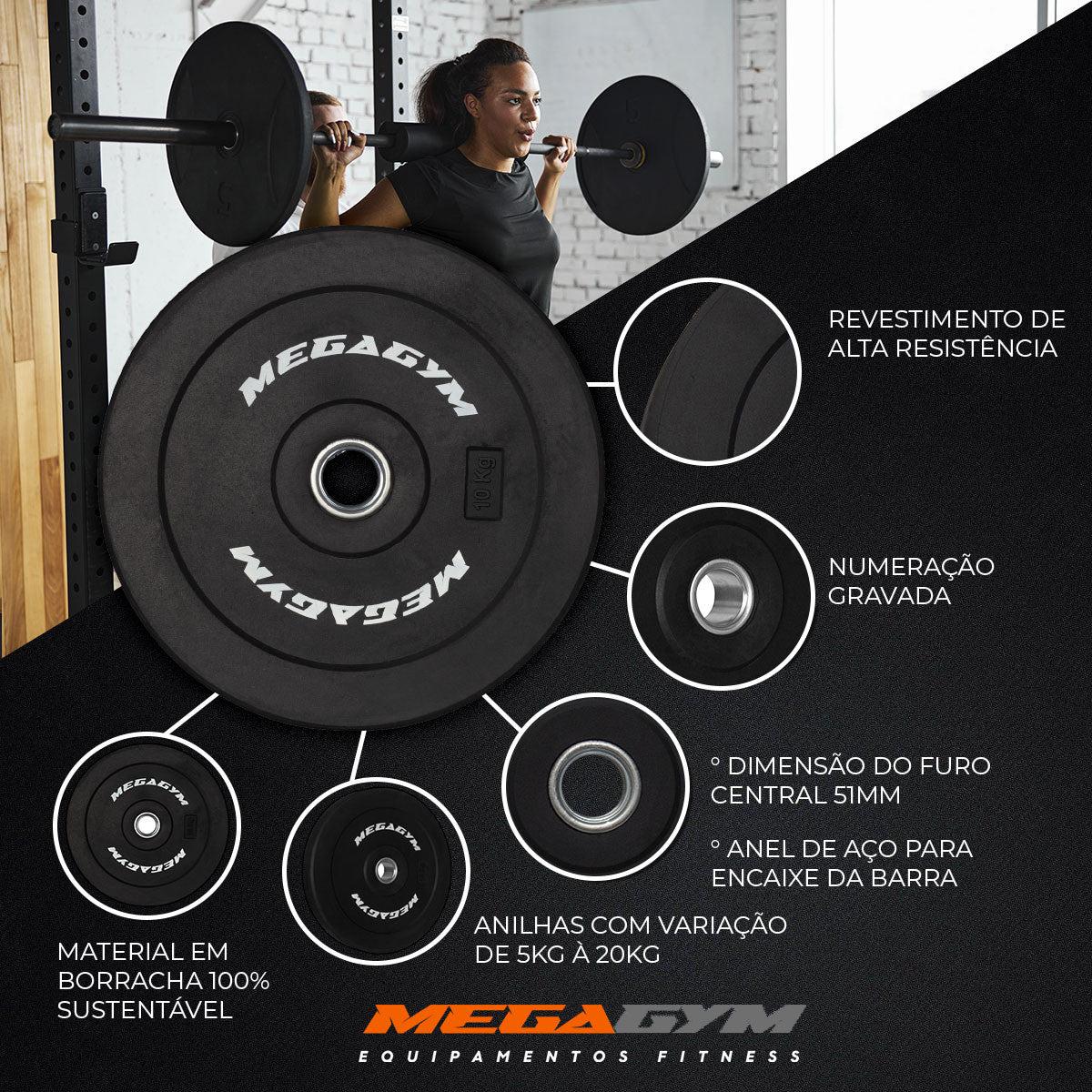 Anilha Olímpica Bumper Com Anel De Aço - MegaGym