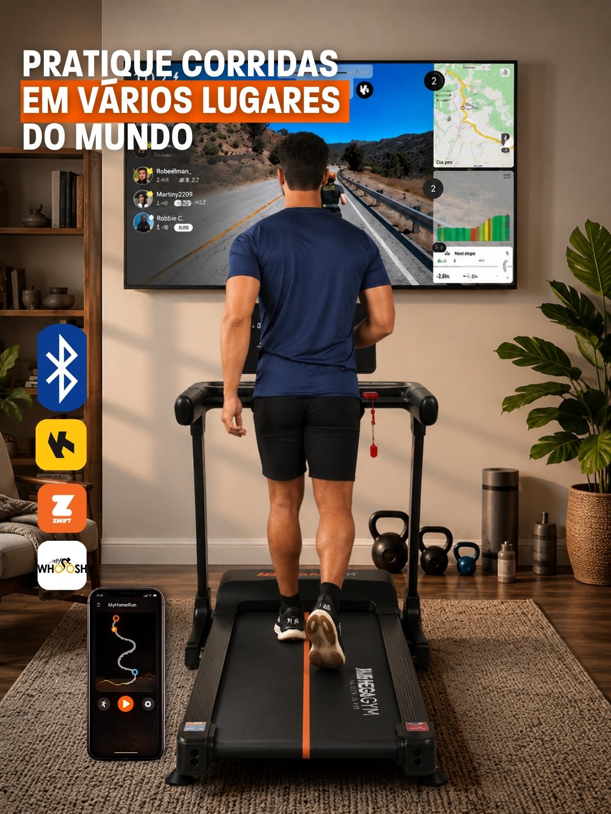 Esteira Semiprofissional Elétrica Smart Pace Ultra 20km/h | Motor 5.0 HPP | Bluetooth |Suporta até 160kg - MegaGym