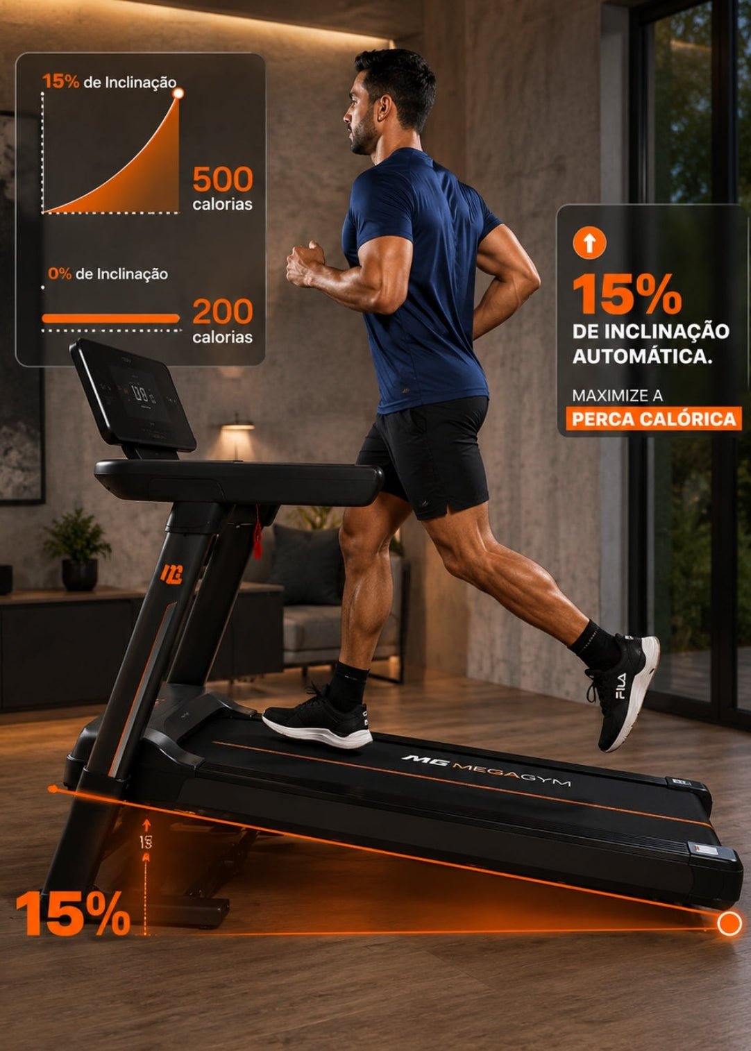 Esteira Semiprofissional Elétrica Smart Pace Ultra 20km/h | Motor 5.0 HPP | Bluetooth |Suporta até 160kg - MegaGym