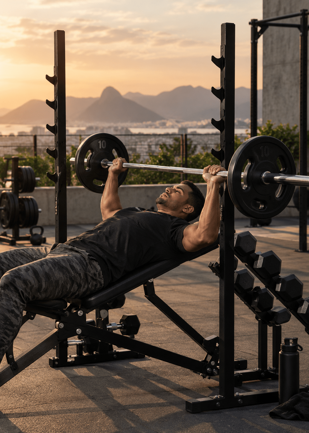 Banco Regulável 10x1 com Cadeira Extensora + Scott + Rack Agachamento - MegaGym