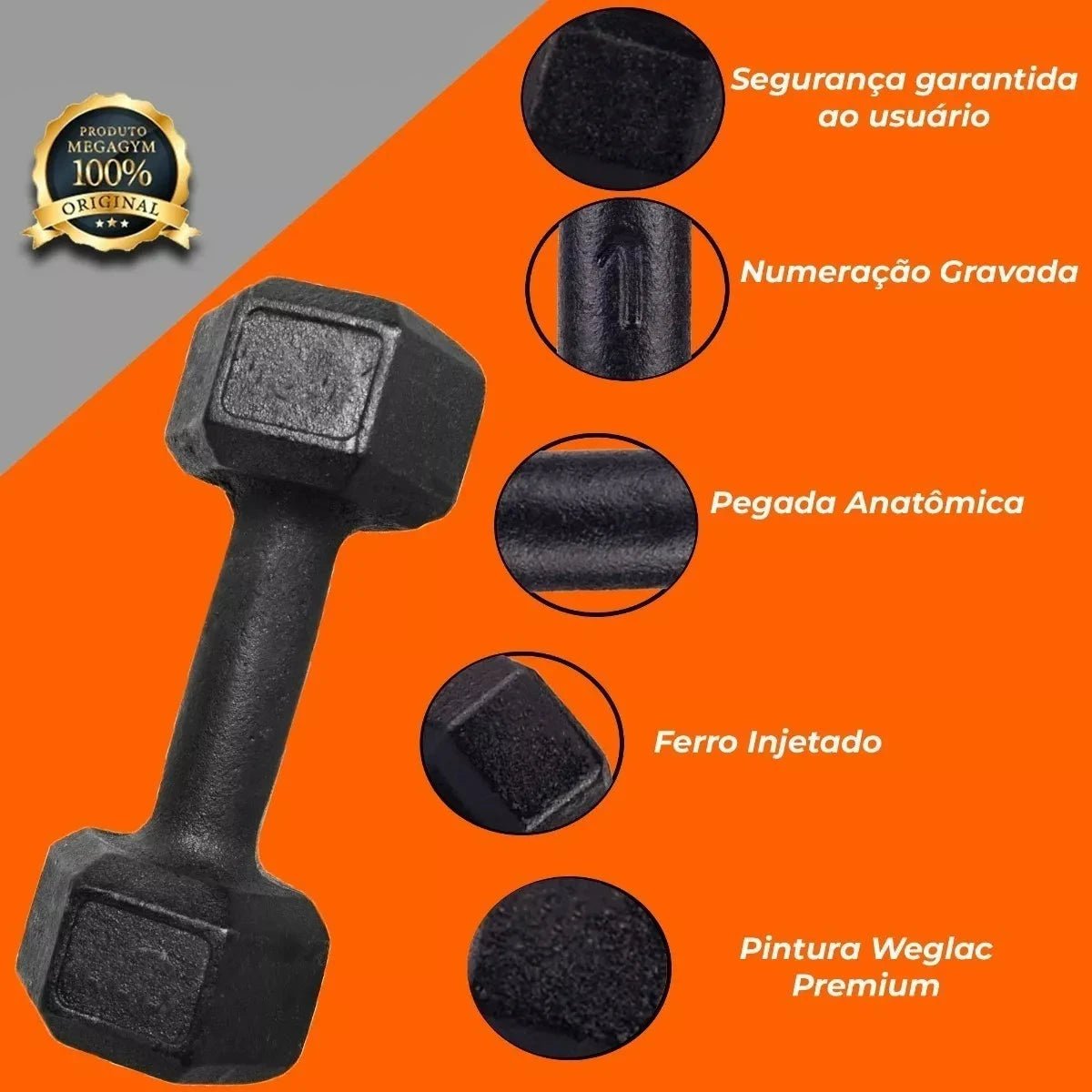 Kit Jogo De Halteres Dumbbells Sextavados - MegaGym