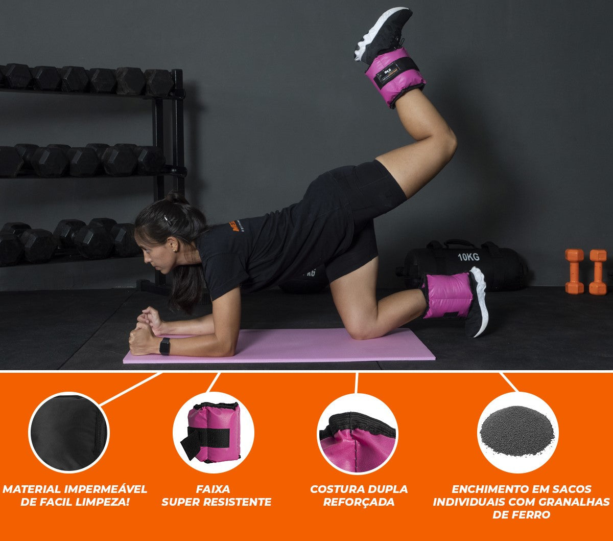 Kit Treino Funcional Halter Bola Emborrachado E Caneleira De Peso