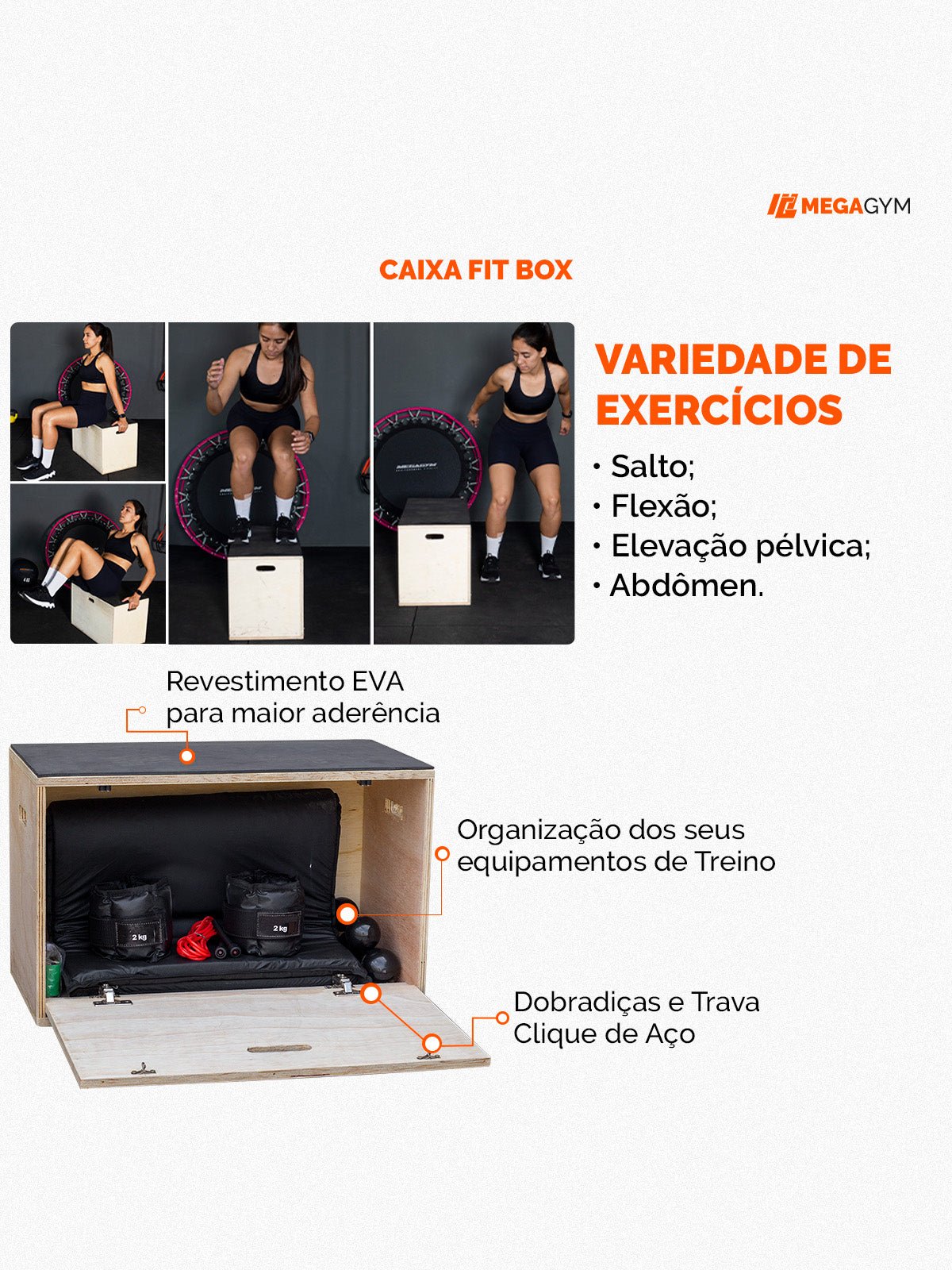 Caixa De Salto Organizadora Fit Box 40cm X 65cm X 35cm - MegaGym