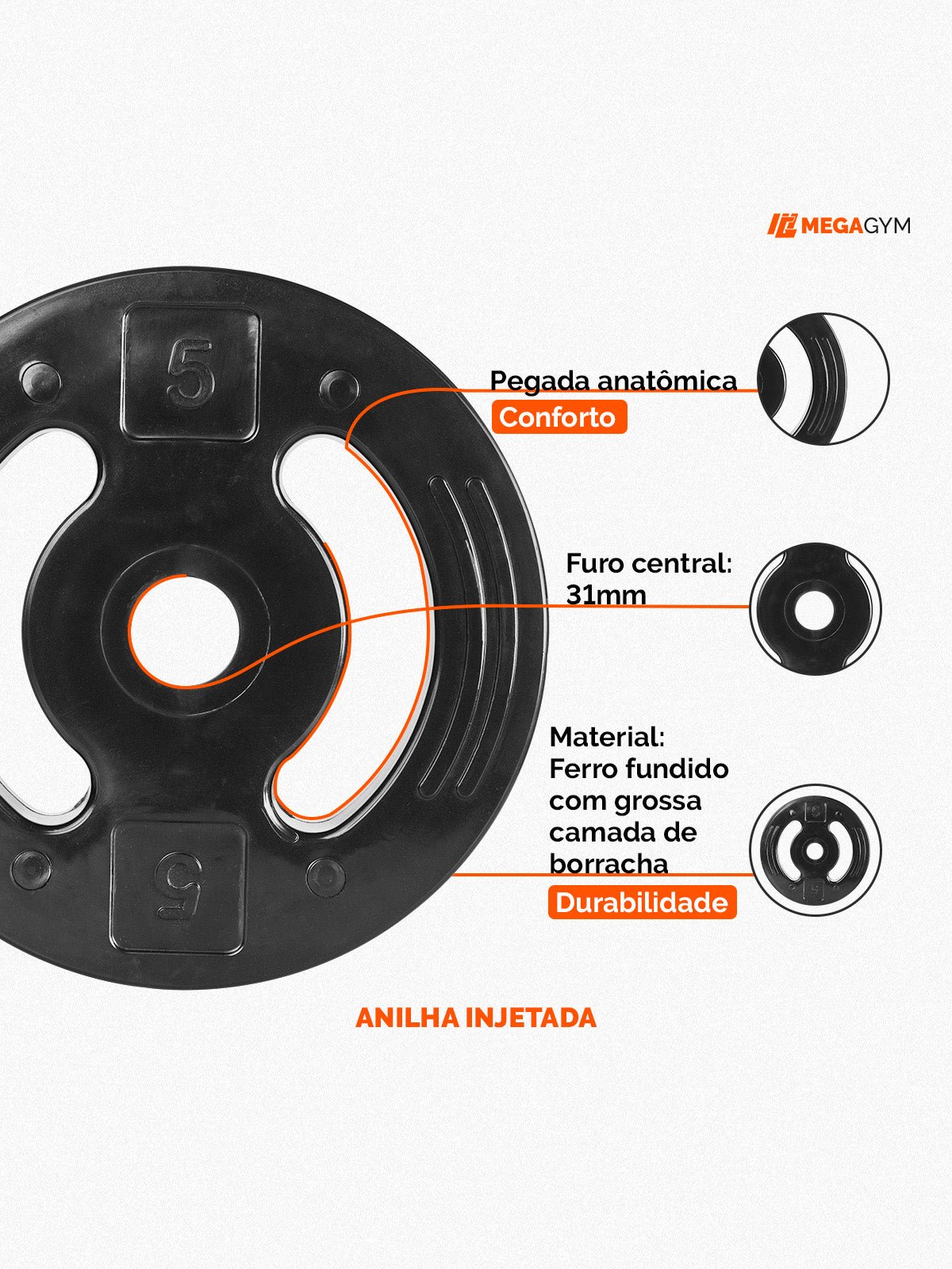 Anilha Injetada De Academia - MegaGym