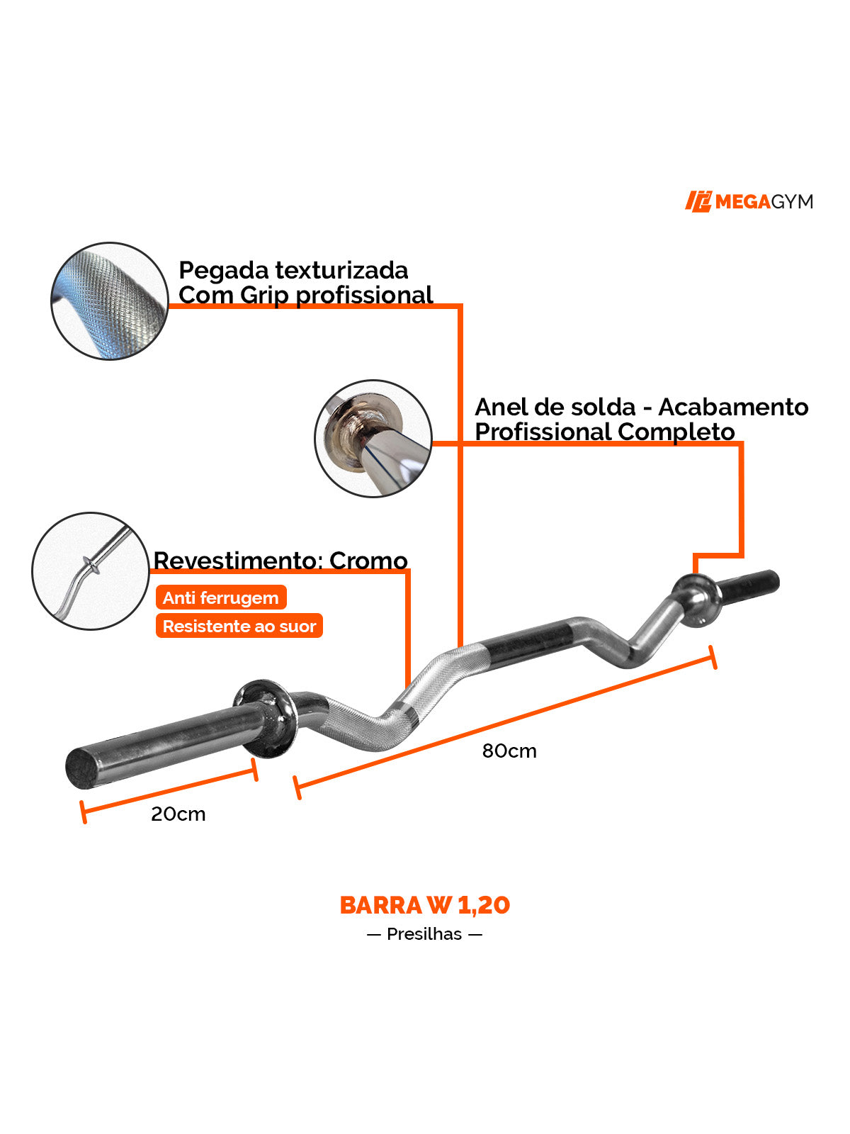 Barra Maciça W 1,20M Cromada