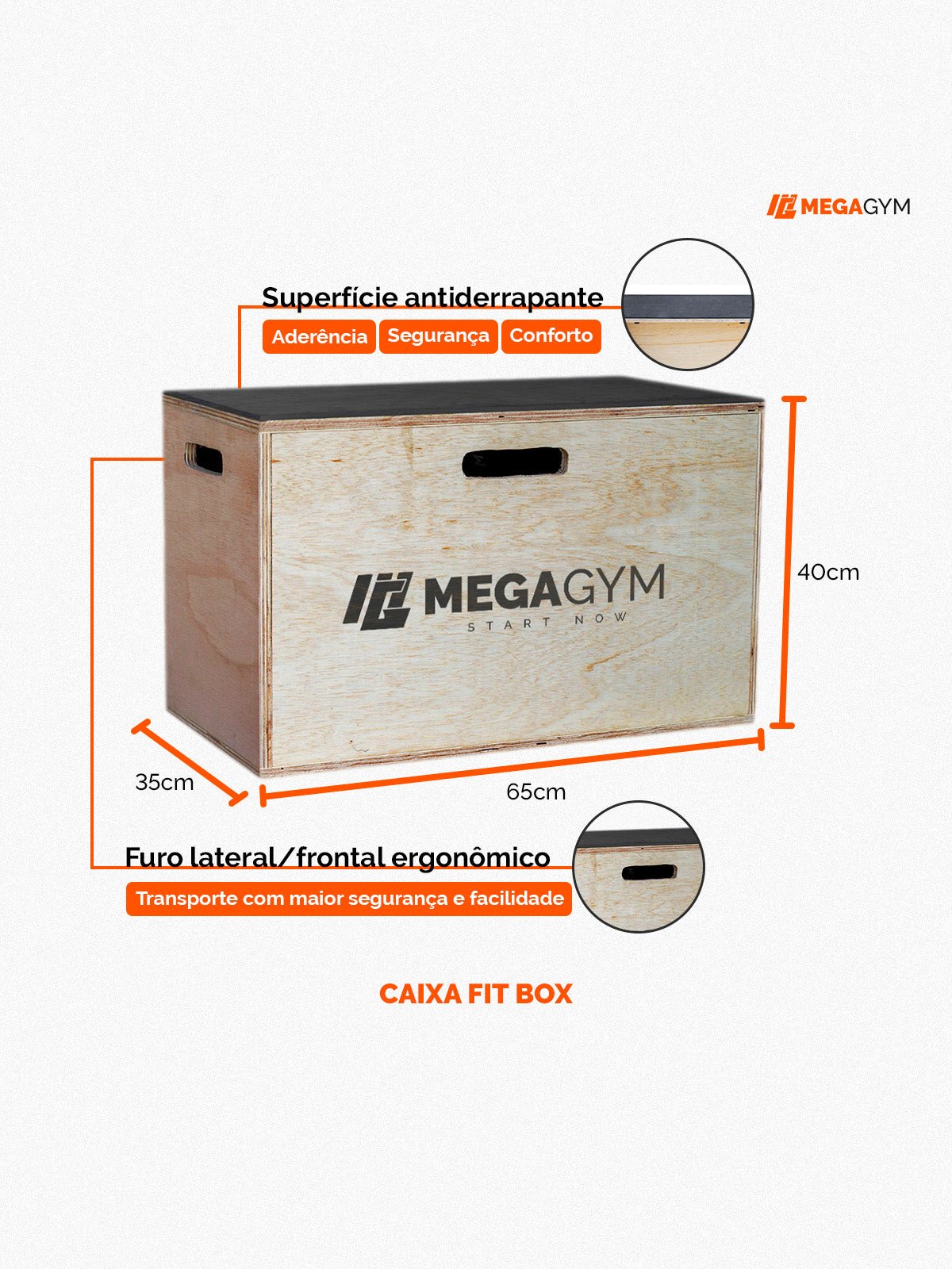 Caixa De Salto Organizadora Fit Box 40cm X 65cm X 35cm - MegaGym