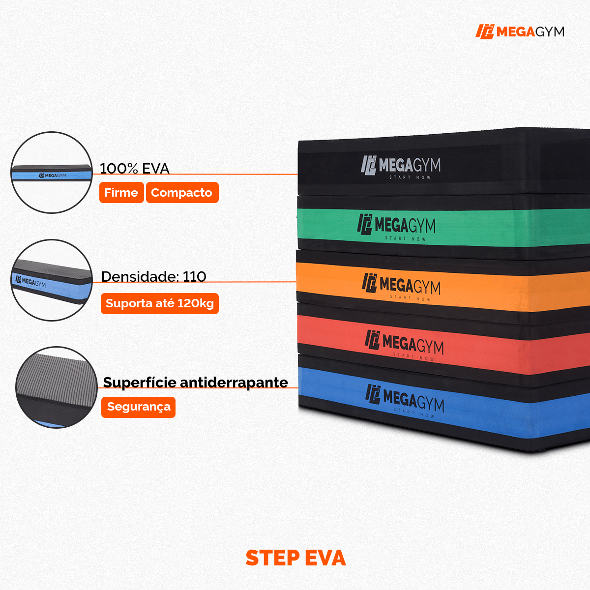 Step Profissional De EVA 60X28X10 Para Treino Aeróbico Musculação - MegaGym
