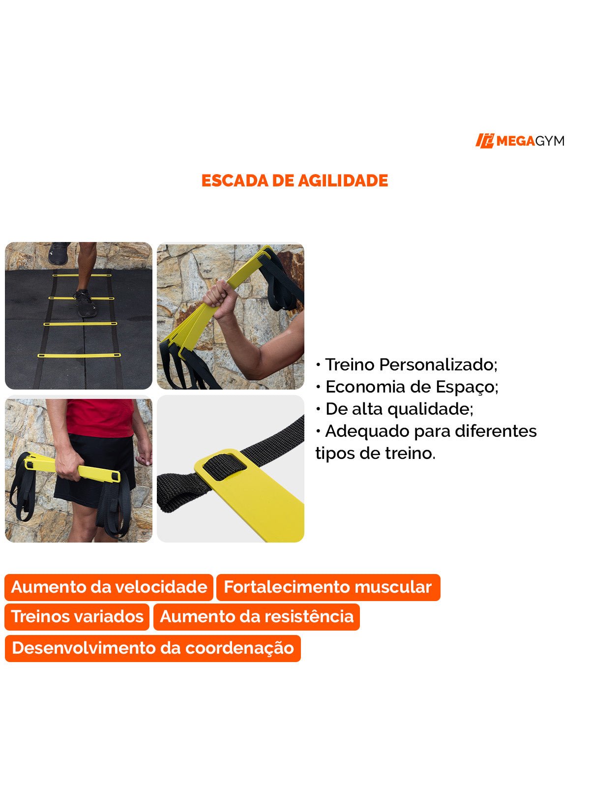 Escada De Agilidade Com Degraus Ajustáveis Para Treino Funcional - MegaGym