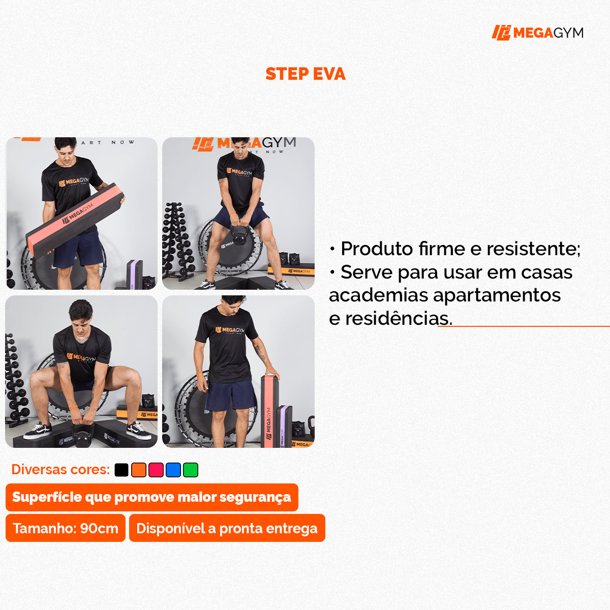 Step Profissional De EVA 90X28X14 Para Treino Aeróbico Musculação - MegaGym