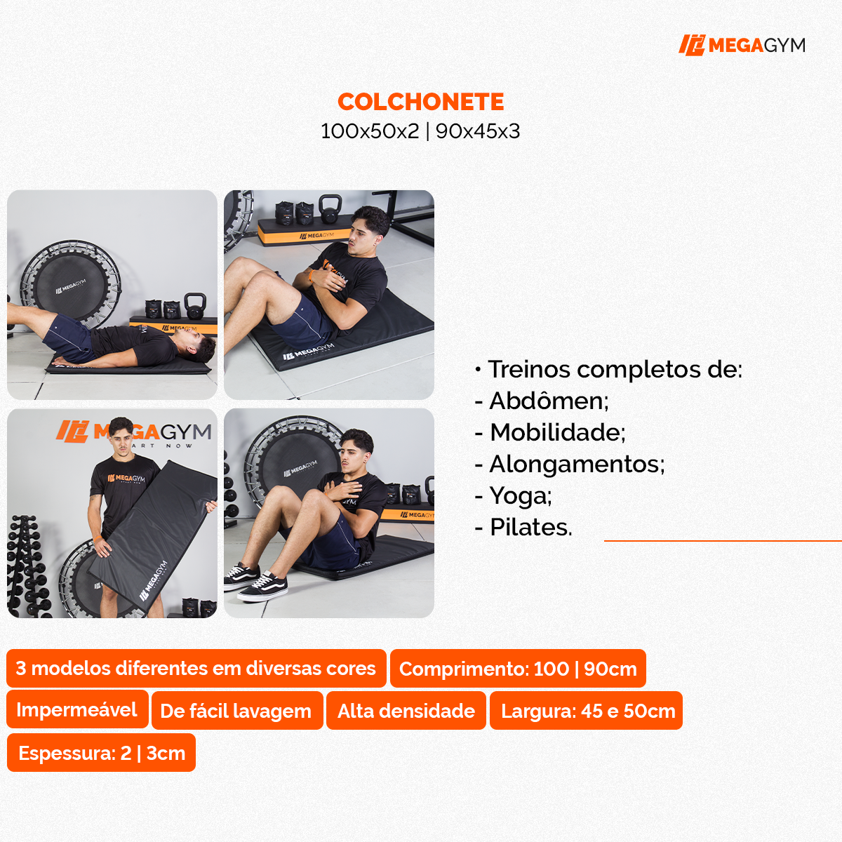 Colchonete De Academia 90x45x2 Para Treino Pilates Funcional