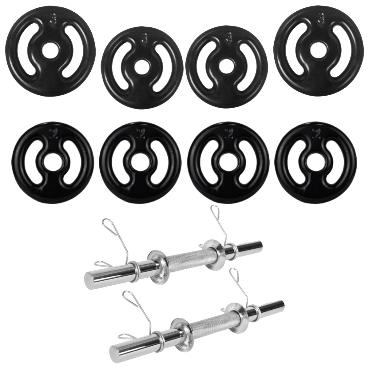 Kit Treino Musculação Par Halter Maciço + 20kg Anilha Emborrachada