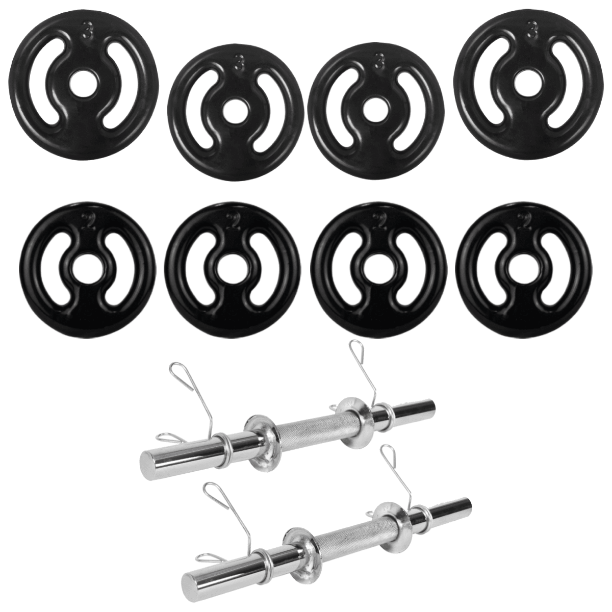 Kit Treino Musculação Par Halter Maciço + 20kg Anilha Emborrachada - MegaGym