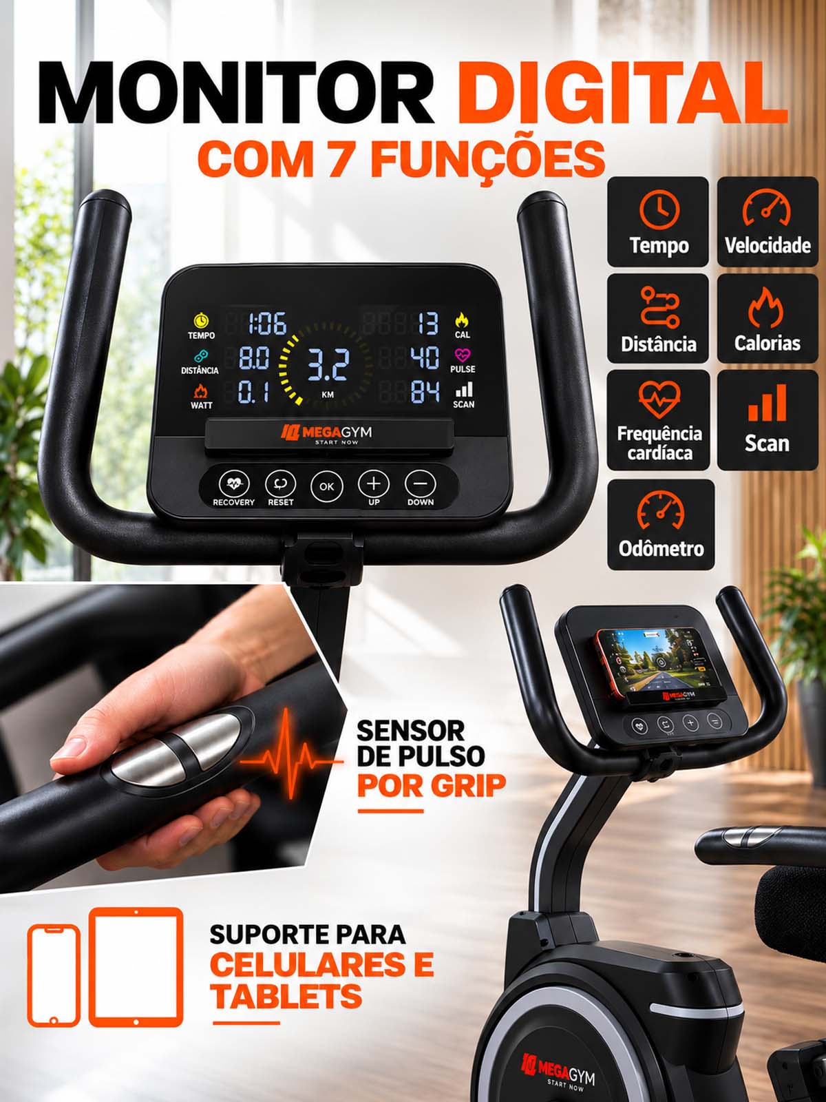 Bike Horizontal Horizon 5000 Smart Advanced | Ajuste Automático de Carga | Bluetooth | Resistência Magnética | Suporta 130Kg