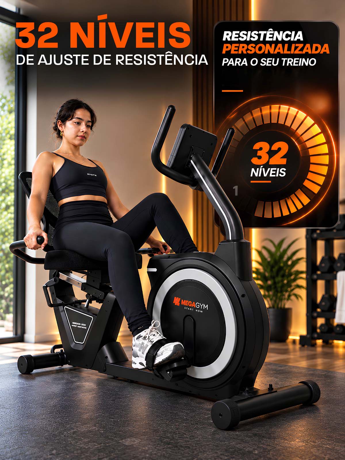 Bike Horizontal Horizon 5000 Smart Advanced | Ajuste Automático de Carga | Bluetooth | Resistência Magnética | Suporta 130Kg