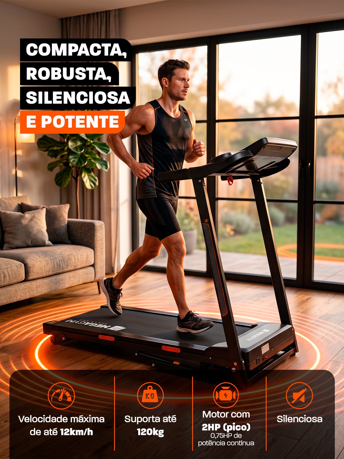 Esteira Ergométrica Elétrica Dobrável SMART PACE FULL | Conexão Bluetooth | Até 12 Km/h | Suporta 120 Kg