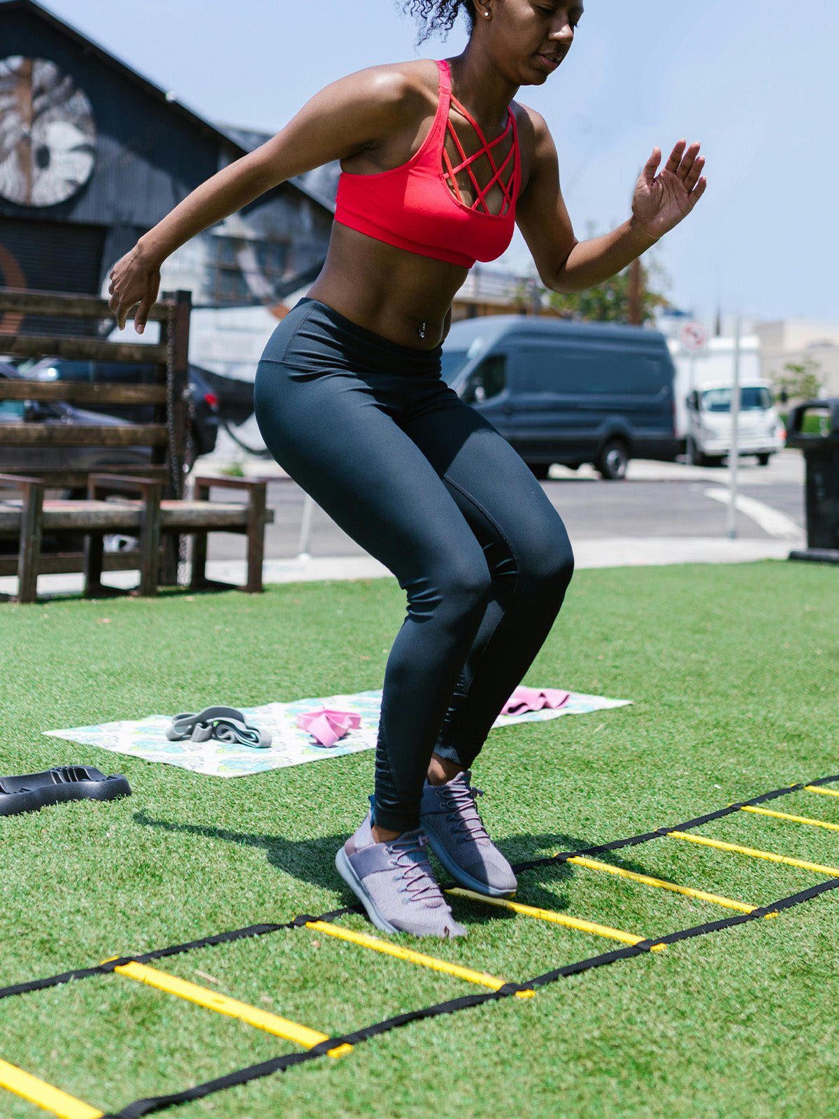 Escada De Agilidade Com Degraus Ajustáveis Para Treino Funcional - MegaGym