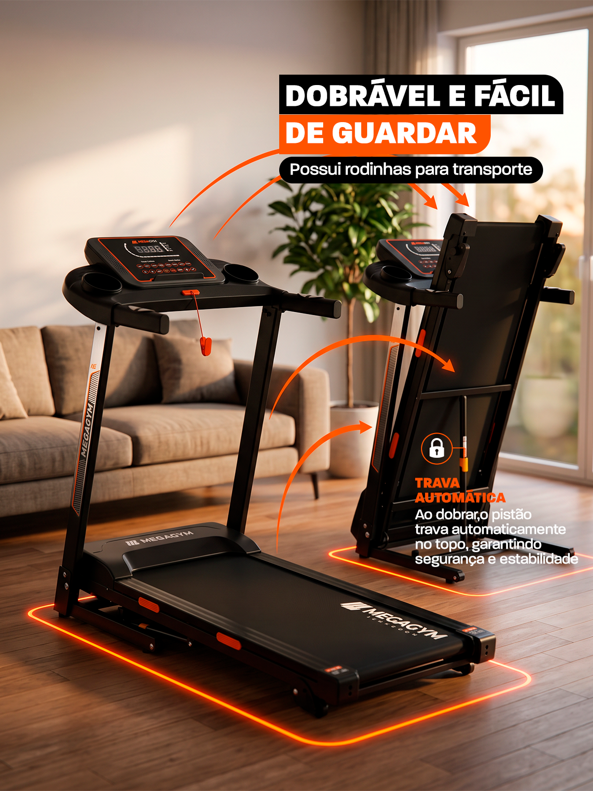 Esteira Ergométrica Elétrica Dobrável SMART PACE FULL | Conexão Bluetooth | Até 12 Km/h | Suporta 120 Kg
