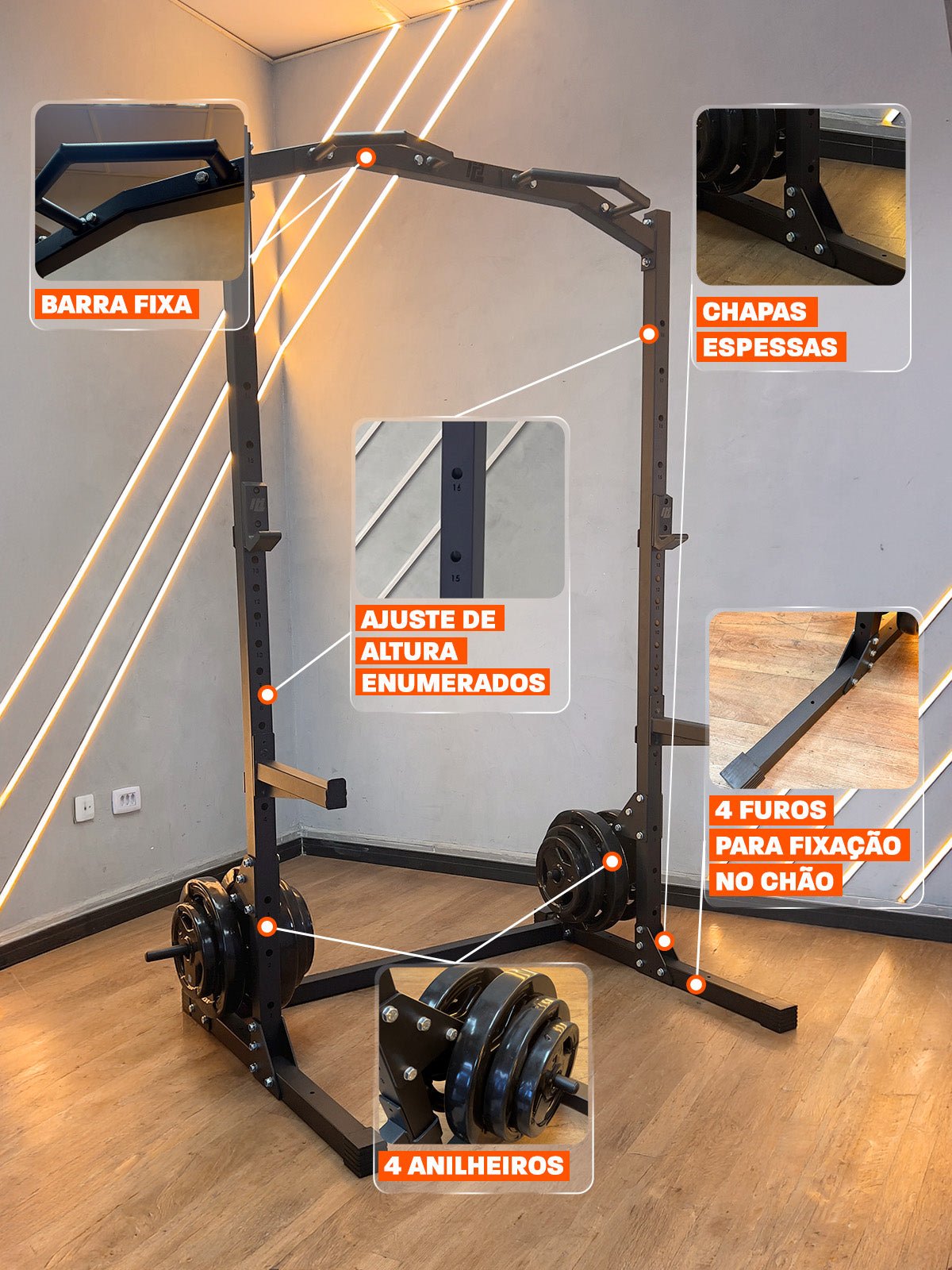 Power Rack Gaiola de Agachamento e Supino - MegaGym