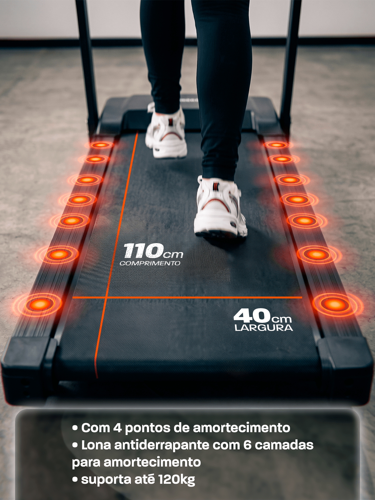 Esteira Ergométrica Elétrica Dobrável SMART PACE FULL | Conexão Bluetooth | Até 12 Km/h | Suporta 120 Kg - MegaGym