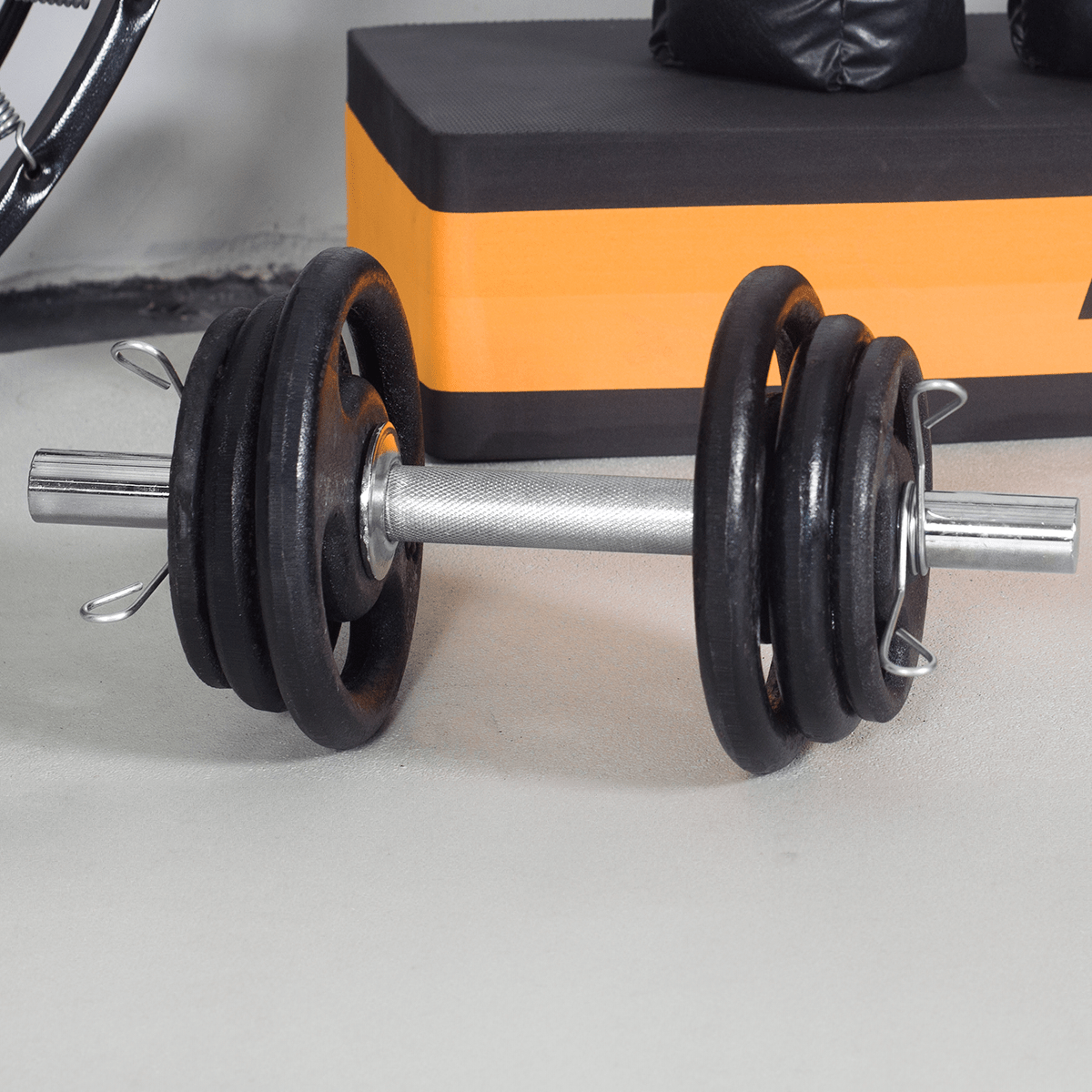 Kit Treino Musculação Par Halter Maciço + 20kg Anilha Emborrachada - MegaGym