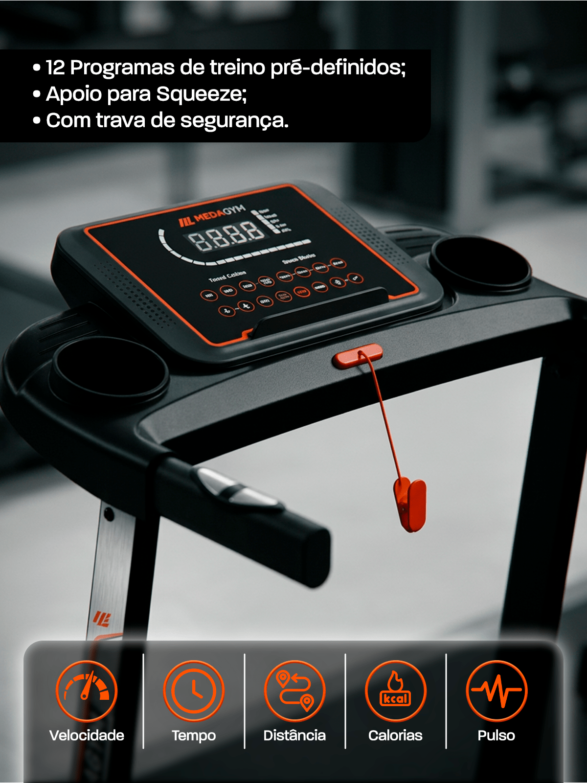 Esteira Ergométrica Elétrica Dobrável SMART PACE FULL | Conexão Bluetooth | Até 12 Km/h | Suporta 120 Kg - MegaGym