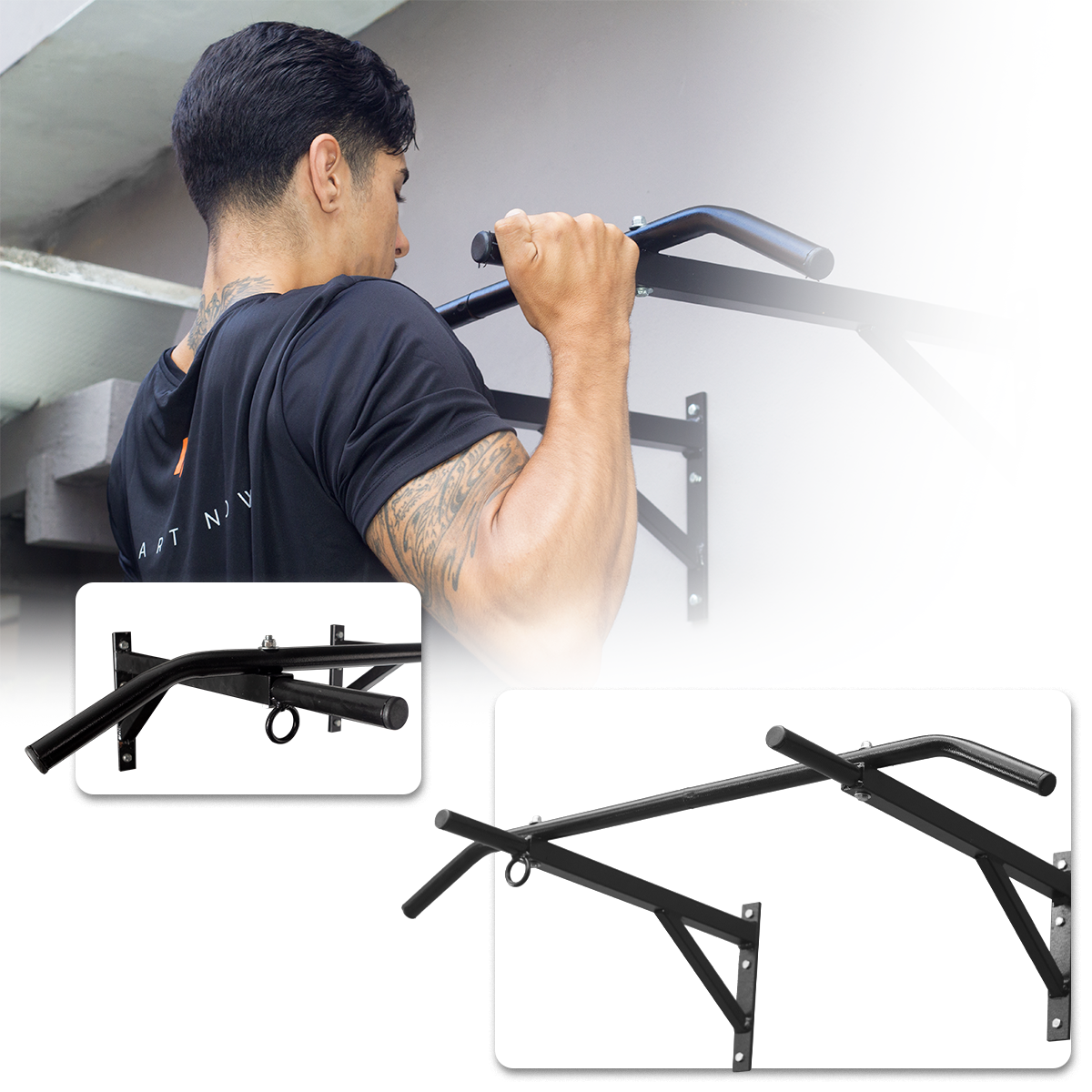 BARRA FIXA DE PAREDE MISTA CROSSFITNESS PULL-UP