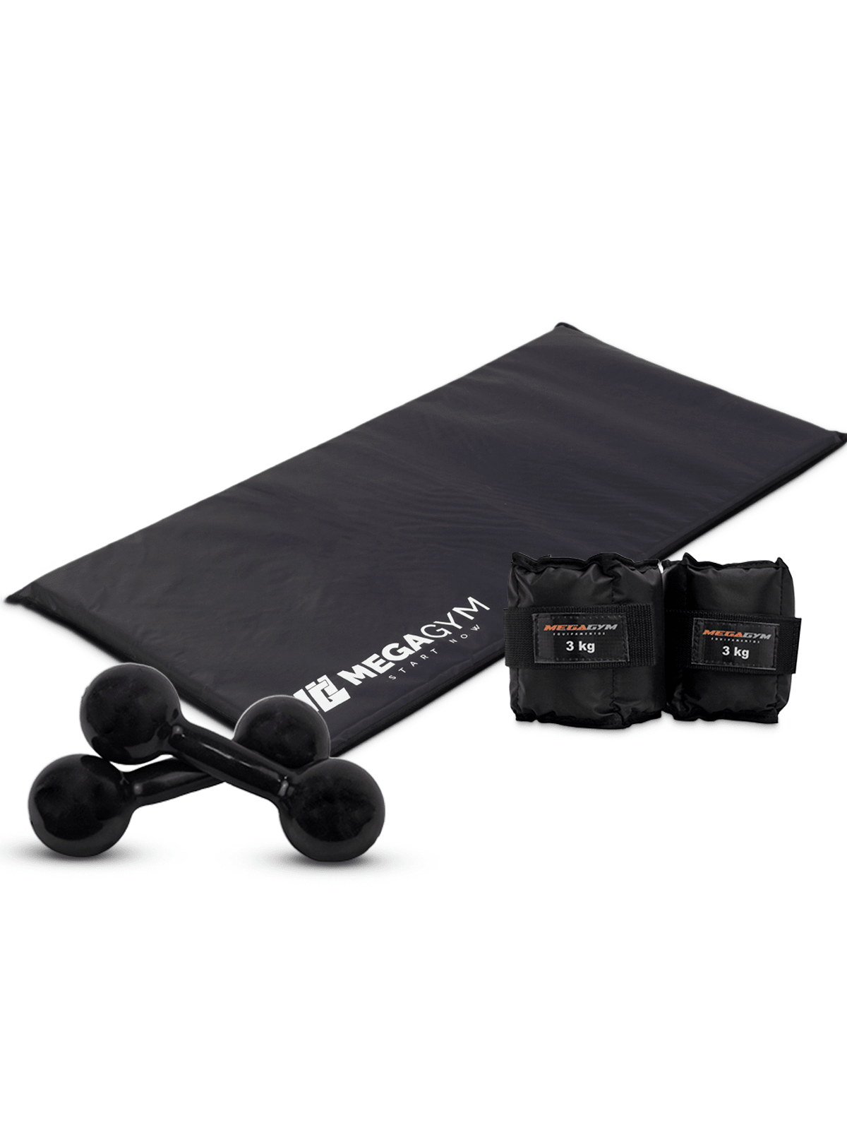 Kit Power Paula com Colchonete + Par de Caneleiras + Par de Halter Bola Emborrachado - MegaGym